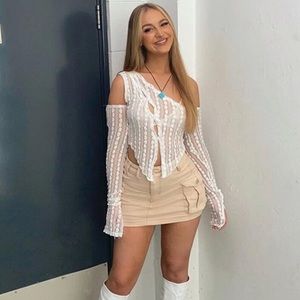 ISO Cut out one shoulder solid sheer top